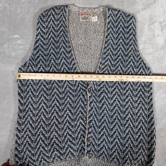 Adirondack Savile Row Cardigan Sweater Vest Mens L Cotton Made In USA - Picture 6 of 7